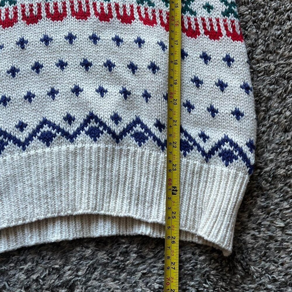 Vintage Penwick Isle Aran Sweater Mens M White Geometric Retro Eclectic Grandpa - Picture 6 of 8